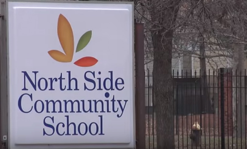 Sign in front of North Side Community School